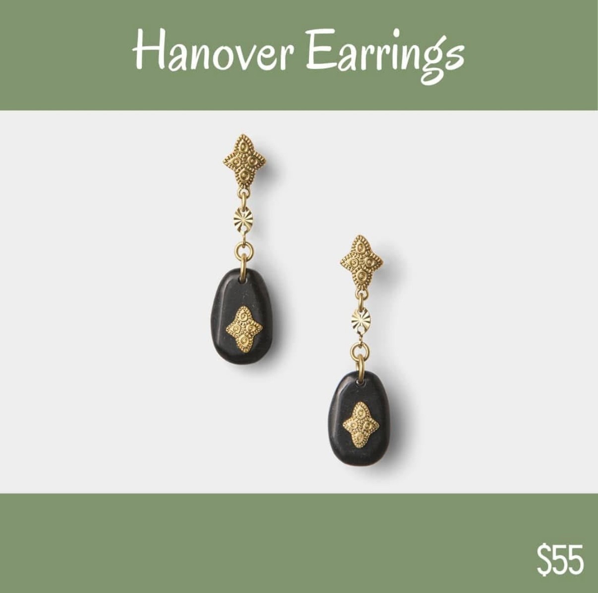 Cabi New NIP Hanover Earrings #2269 Faux Gold & Black Was $55