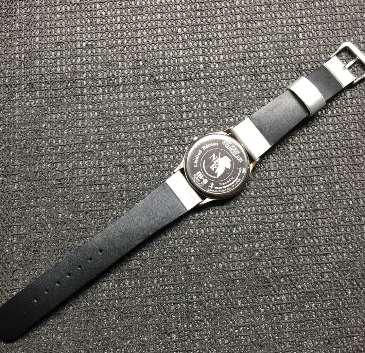 RARE! Evangelion EVA Unit 01 silver leather wristwatch Unused NEW Mens Discontin