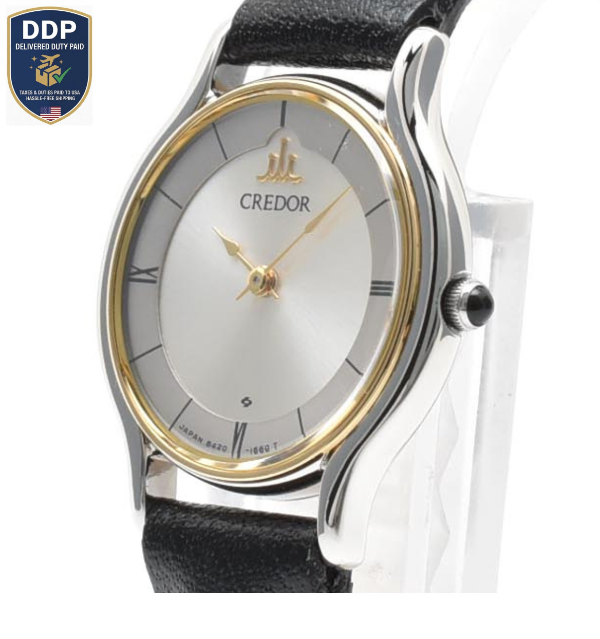 [NEAR MINT] SEIKO CREDOR 8420-0150 Quartz Gold Silver Two-Tone Watch w/Org Band