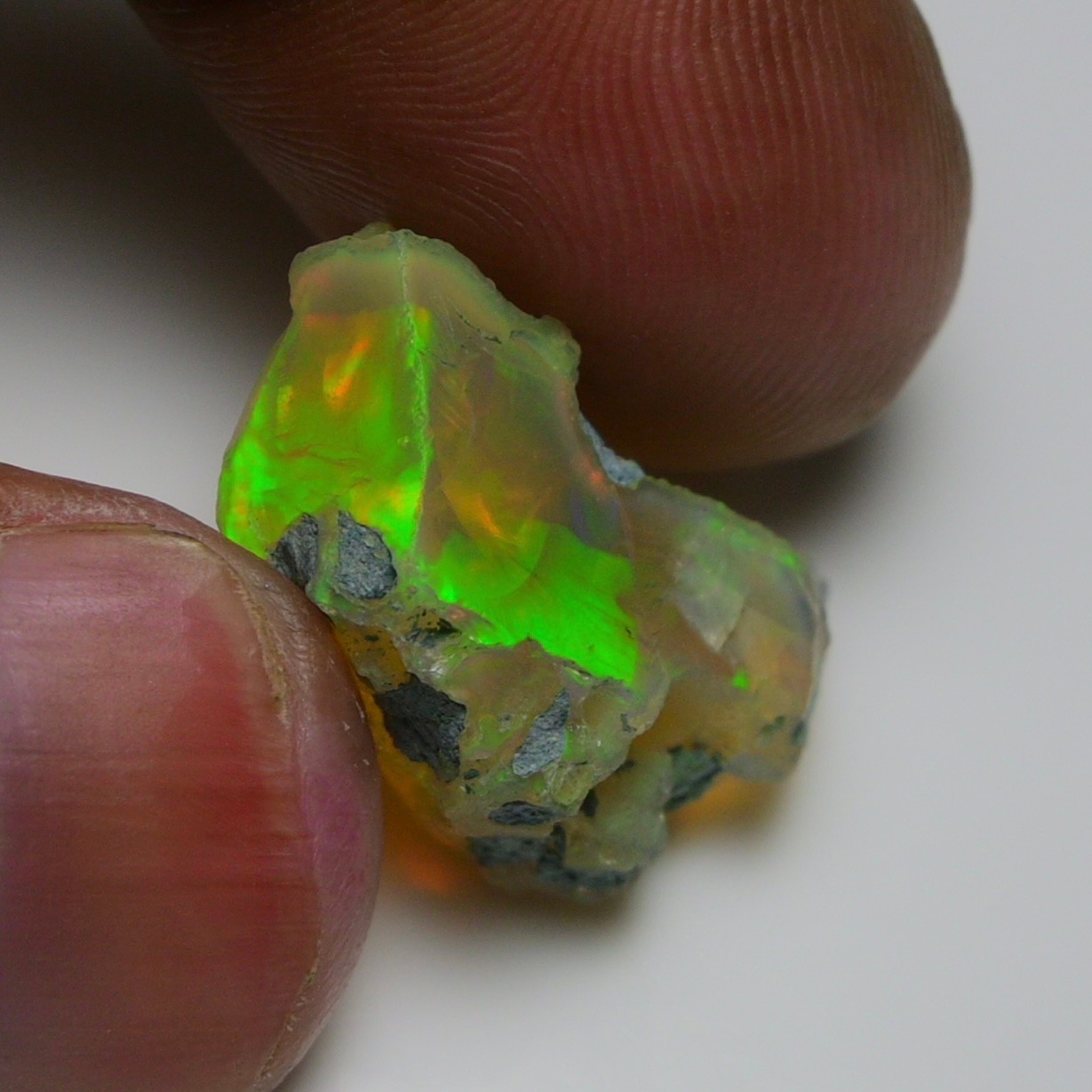 Jewelry Grade Black Opal Rough 13.90 Cts, Natural Ethiopian Raw, Green Fire Opal