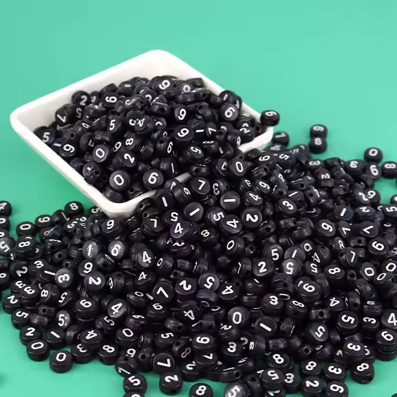 800pcs Acrylic Letter & Number Beads – Black Round Alphabet Beads for Jewelry Ma
