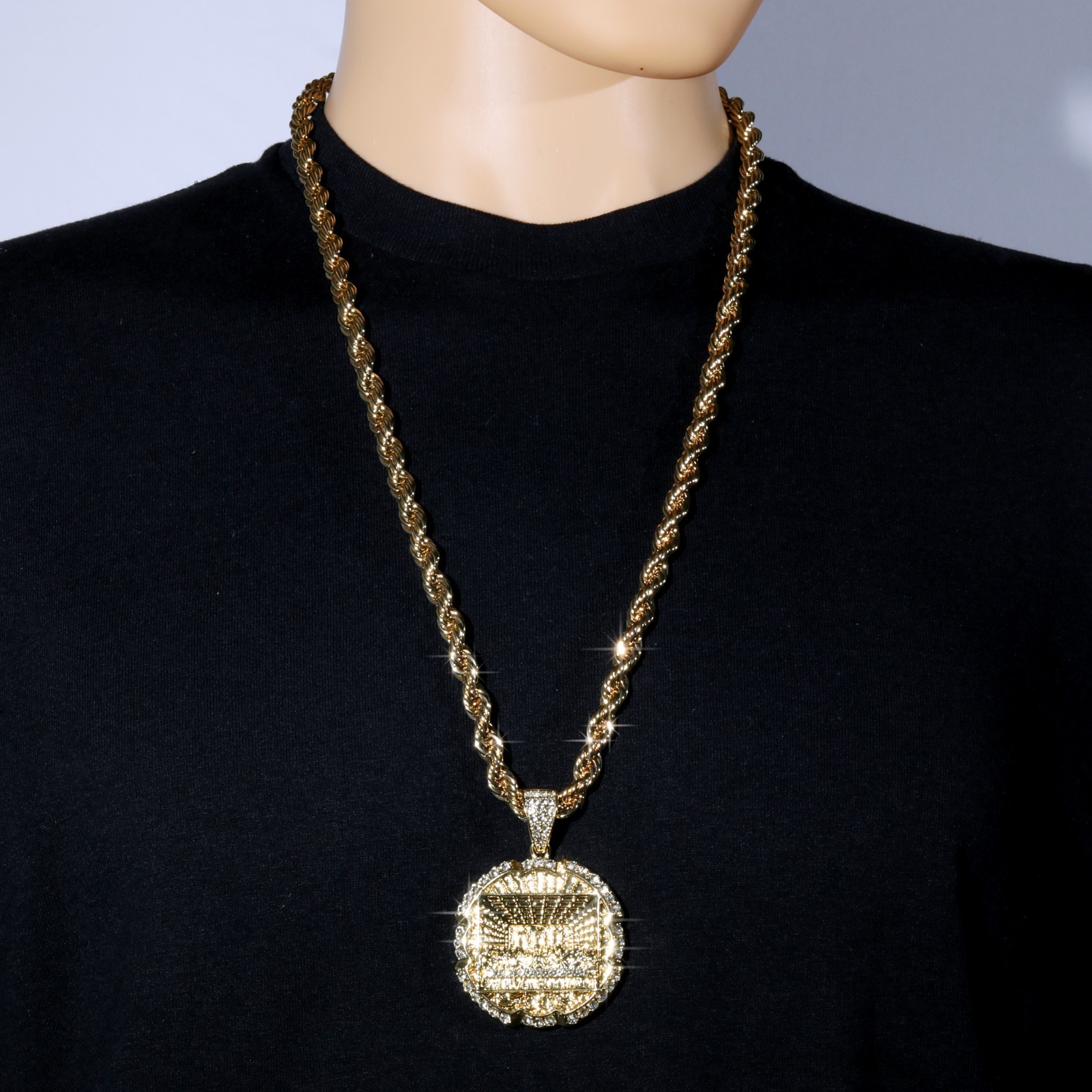 Last Supper Pendant & 7mm – 10mm 30″ Men Rope Chain Necklace Fashion Gold Plated