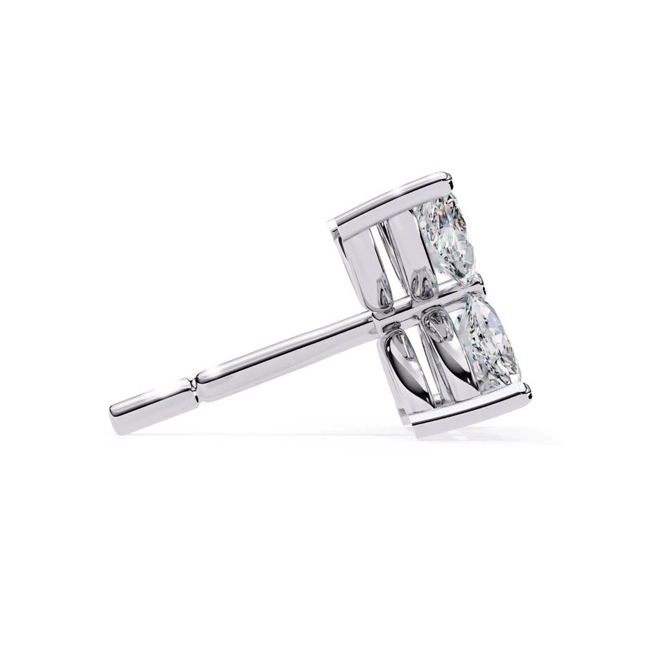2CT Lab Grown Marquise Cut Diamond Women Stud Earrings 14K White Gold Push Back