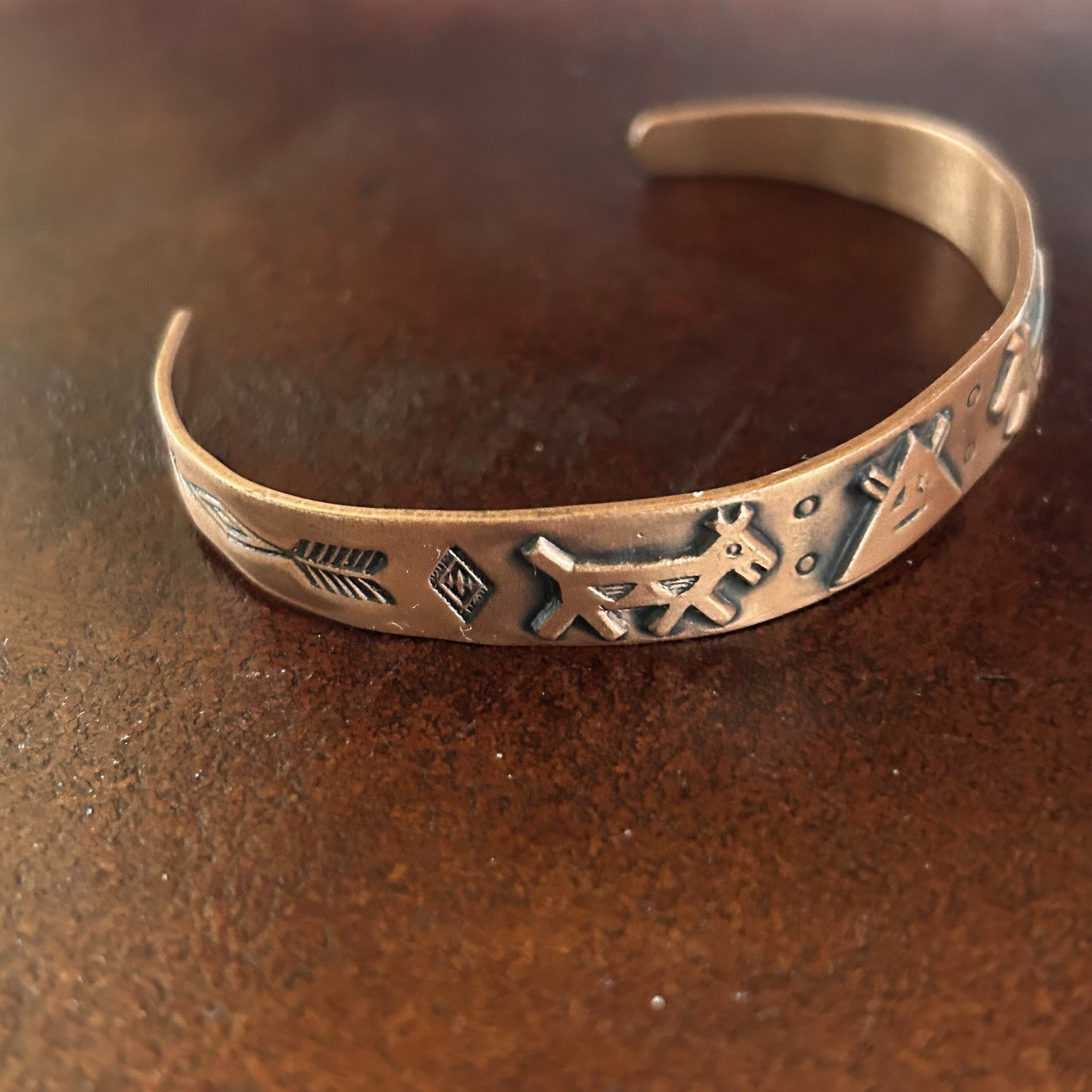 Vintage Copper Wheeler Manufacturing Co Southwest Cuff Bracelet