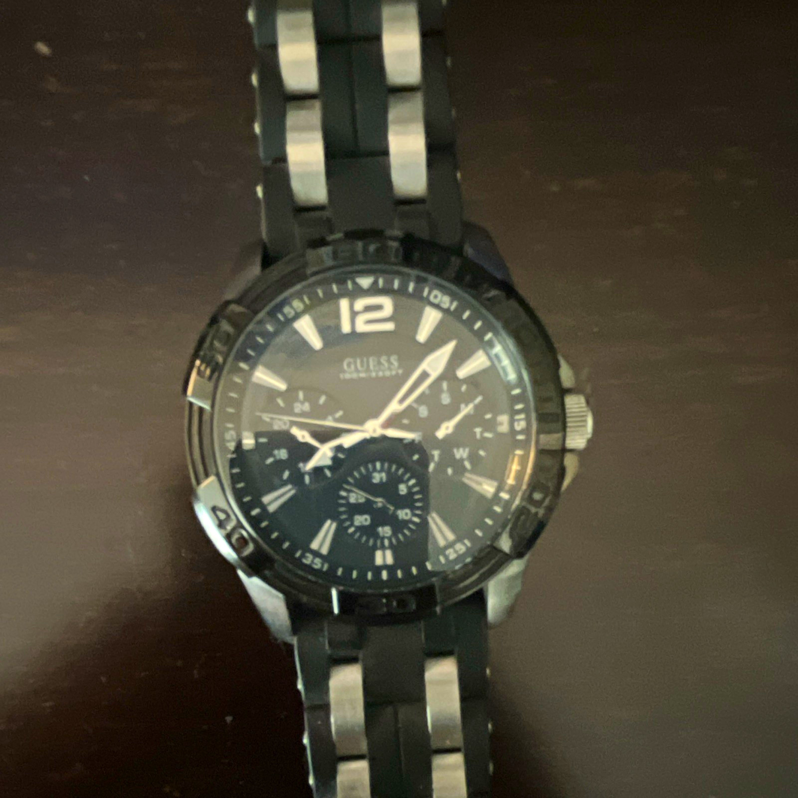 GUESS Waterpro Men’s Chronograph Quartz Analog 100m 43mm Black Rubber Strap