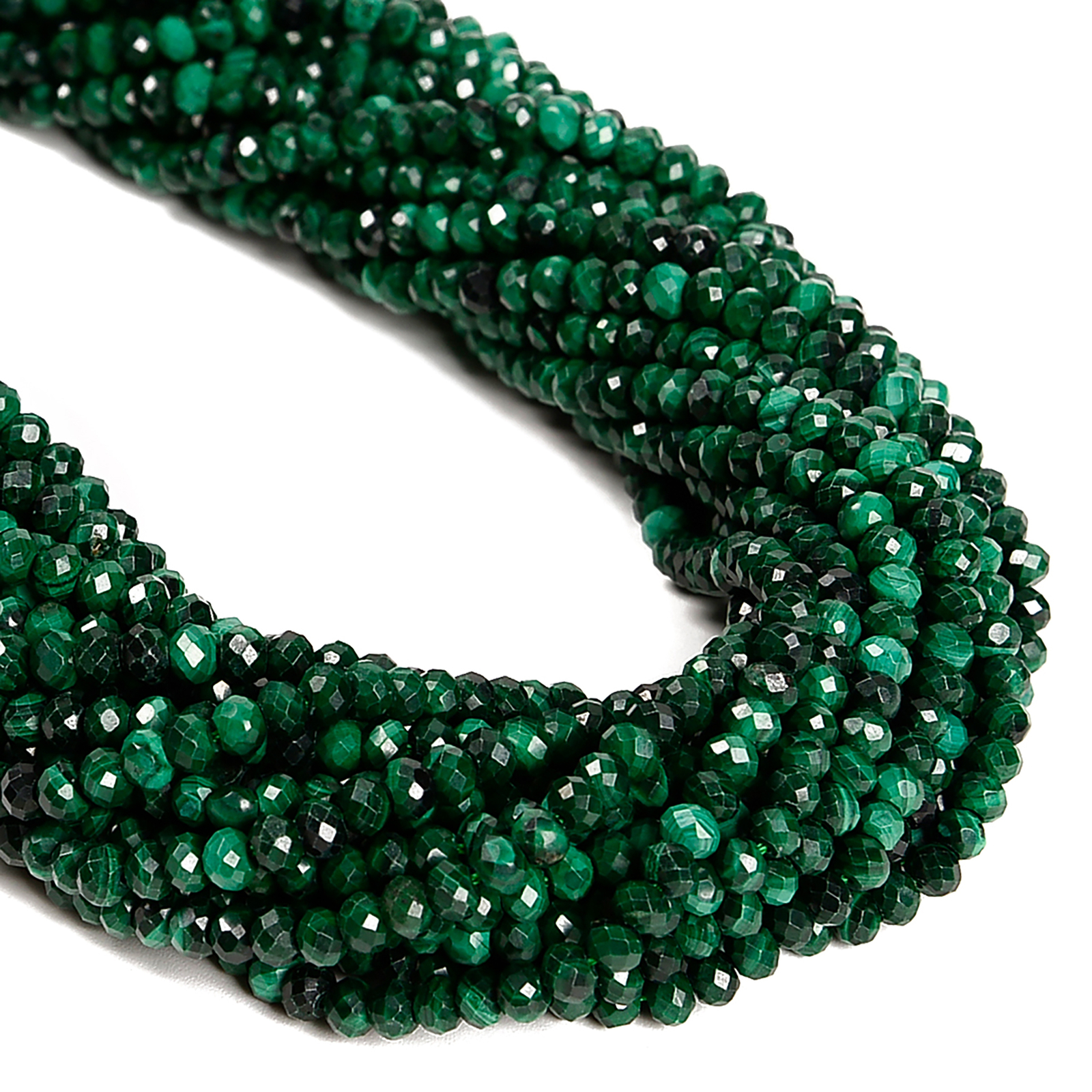 Natural Malachite Faceted Rondelle Beads 2x3mm 3x4mm 15.5″ Strand