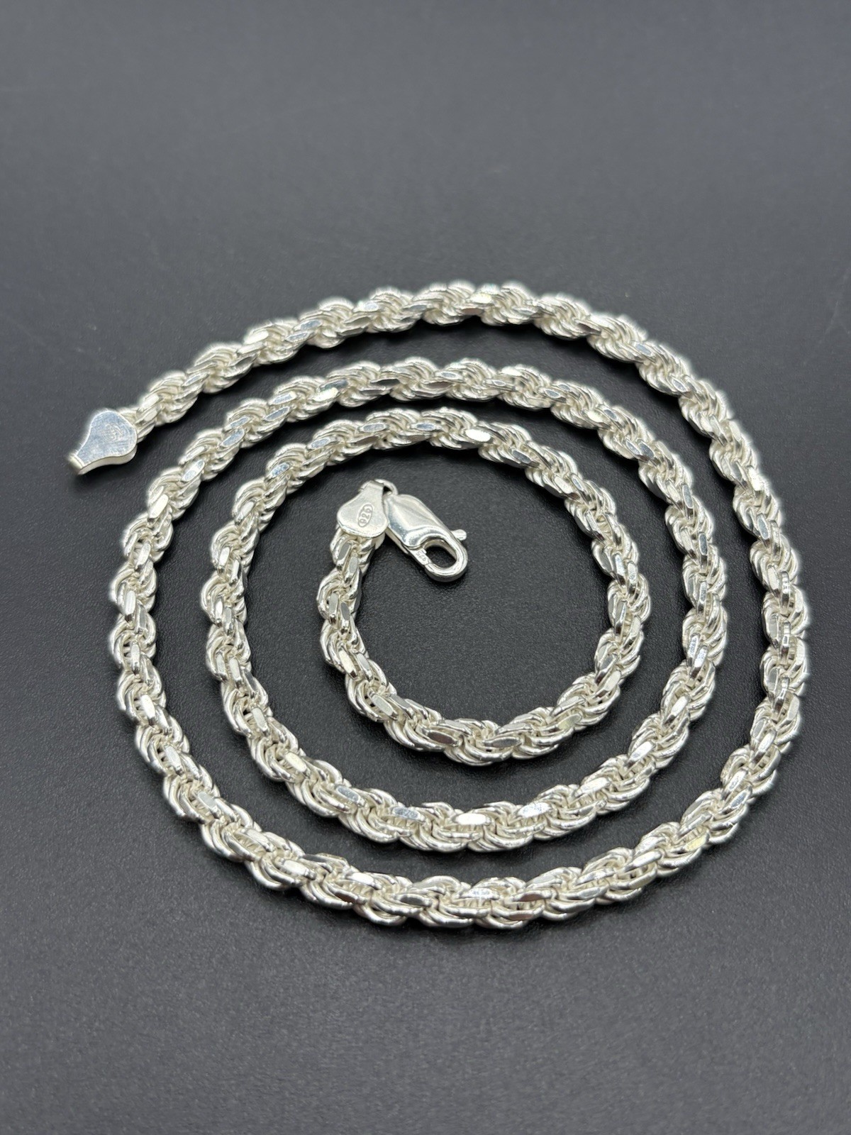 22″ New Condition Sterling Silver 5MM Rope Chain Necklace 42 Grams A27