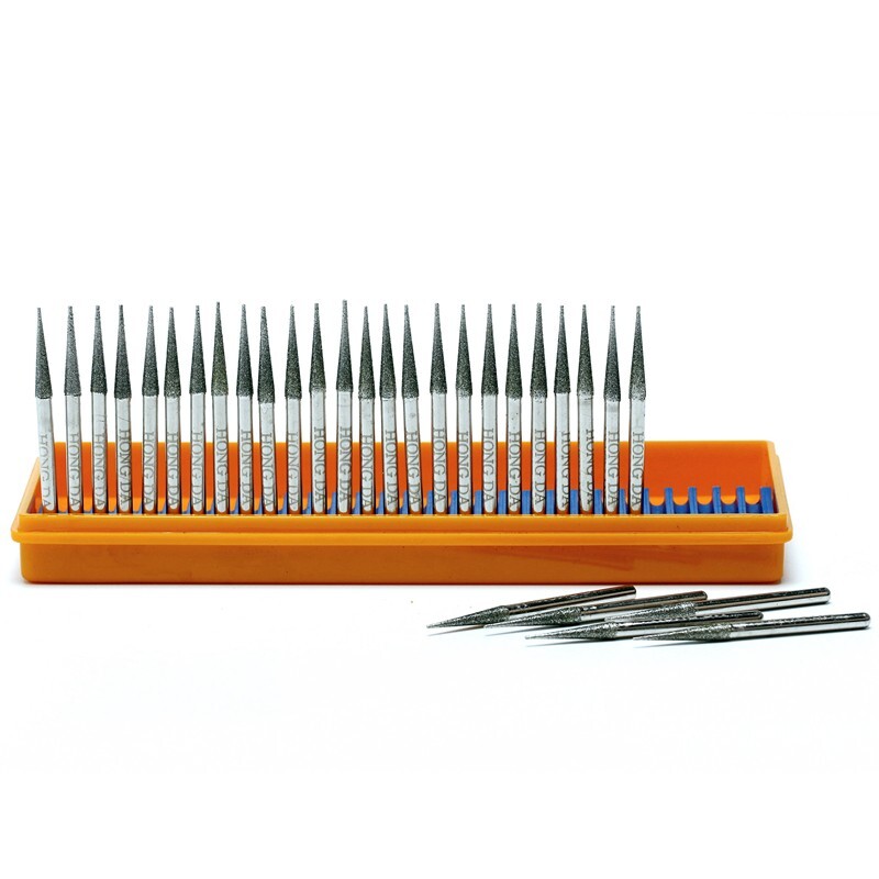 30Pcs 3.2mm Tapered Point Diamond Grinding Bit 1/8″ Cone Rotary Burrs for Dremel