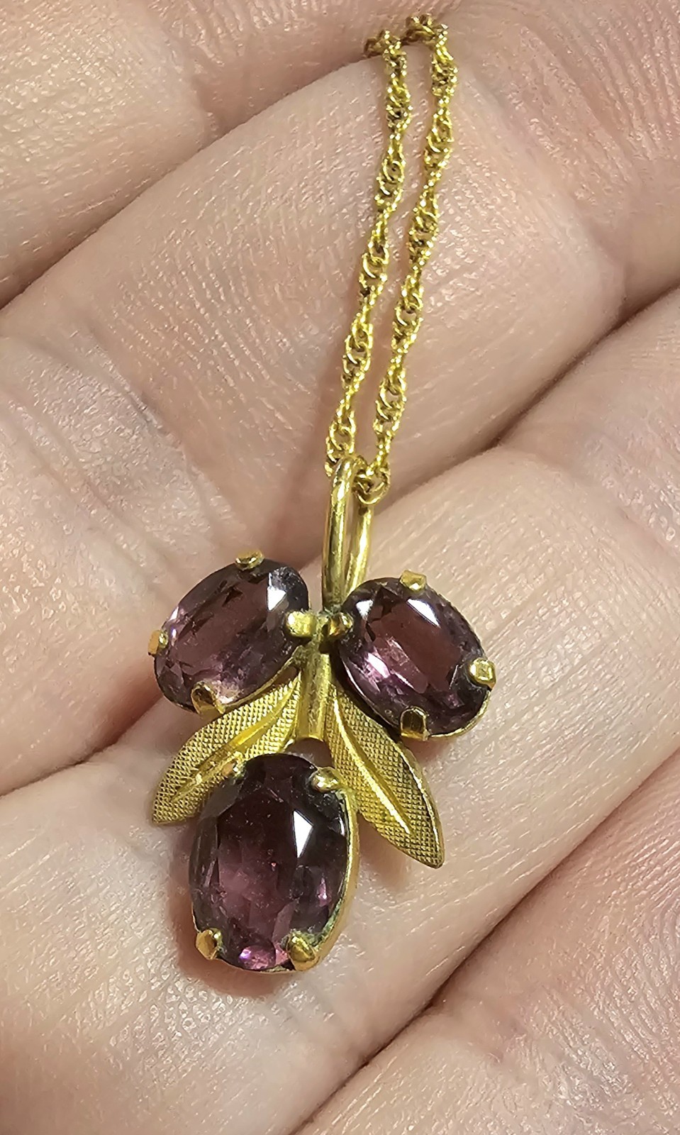 Vintage Van Dell 12K Gold Filled Amethyst Berry Necklace Earrings Set Purple…