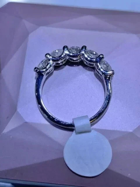 2.50 Ct Round Natural Diamond Eternity Wedding Band 14K White Gold Size 5 6 7 8