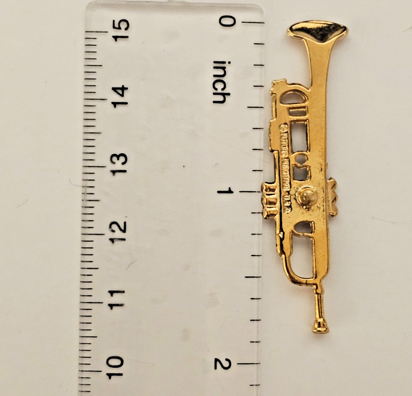 VTG Future Primitive Gold Tone Trumpet Musical Instrument Pin Museum Quality