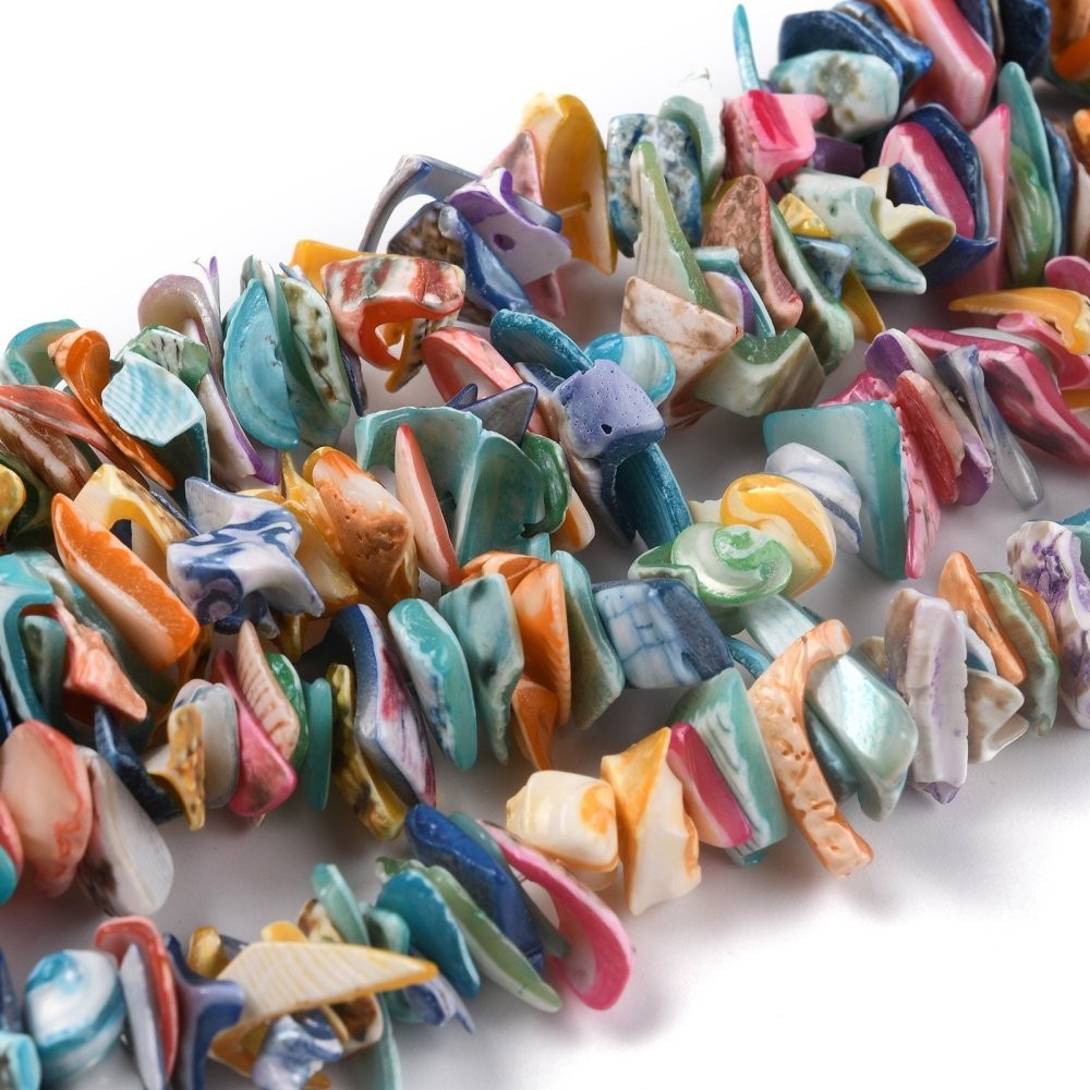 Natural Spiral Shell Beads, Chips 9~22×9~22x1mm, Hole: 1.2mm 15.75”(40cm)