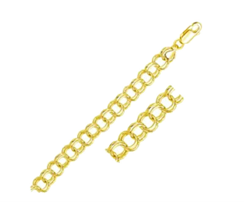 Charm Bracelet in 14k Yellow Gold Double Link