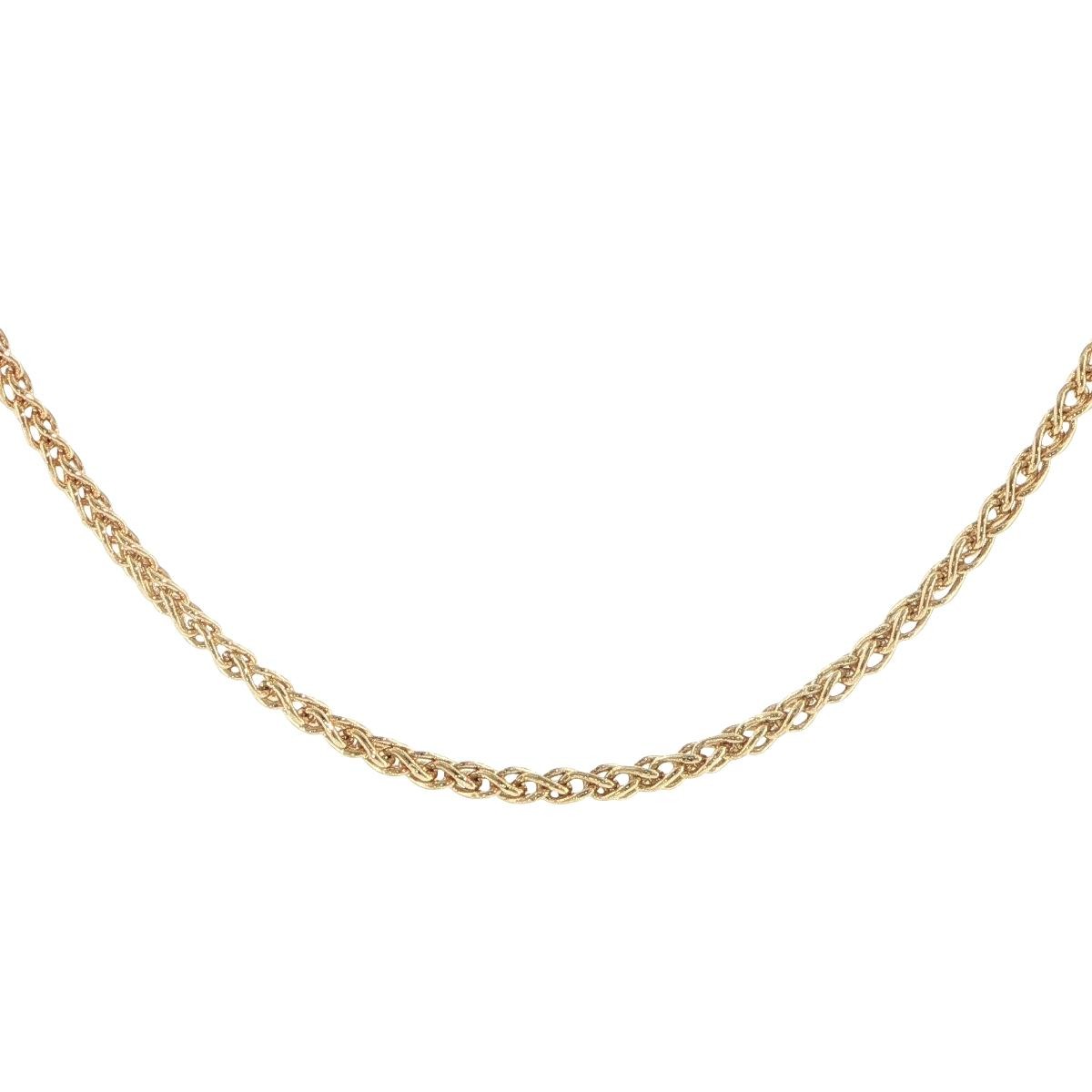 18K Yellow Gold 3.4mm Foxtail Chain Necklace