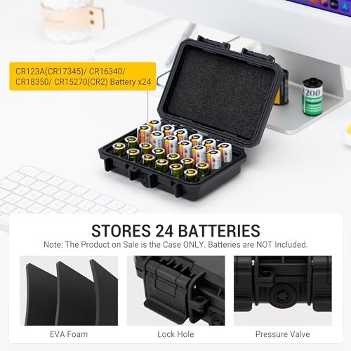 24 Slots CR2 CR123 CR123A Lithium Battery Organizer 24 Slots CR123 Battery Case