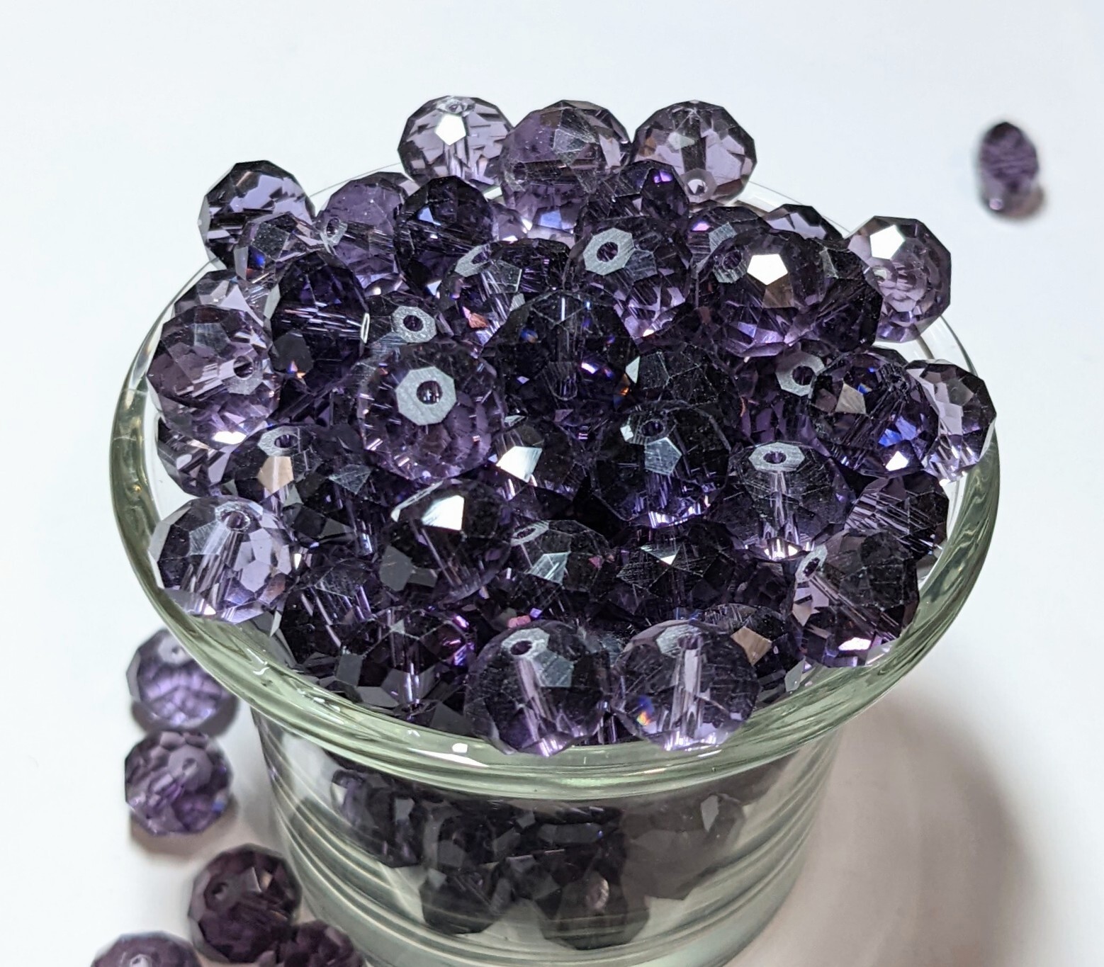 Crystal Beads 8mm Beads for Jewelry Making Bulk 180 pcs Purple Roundelle