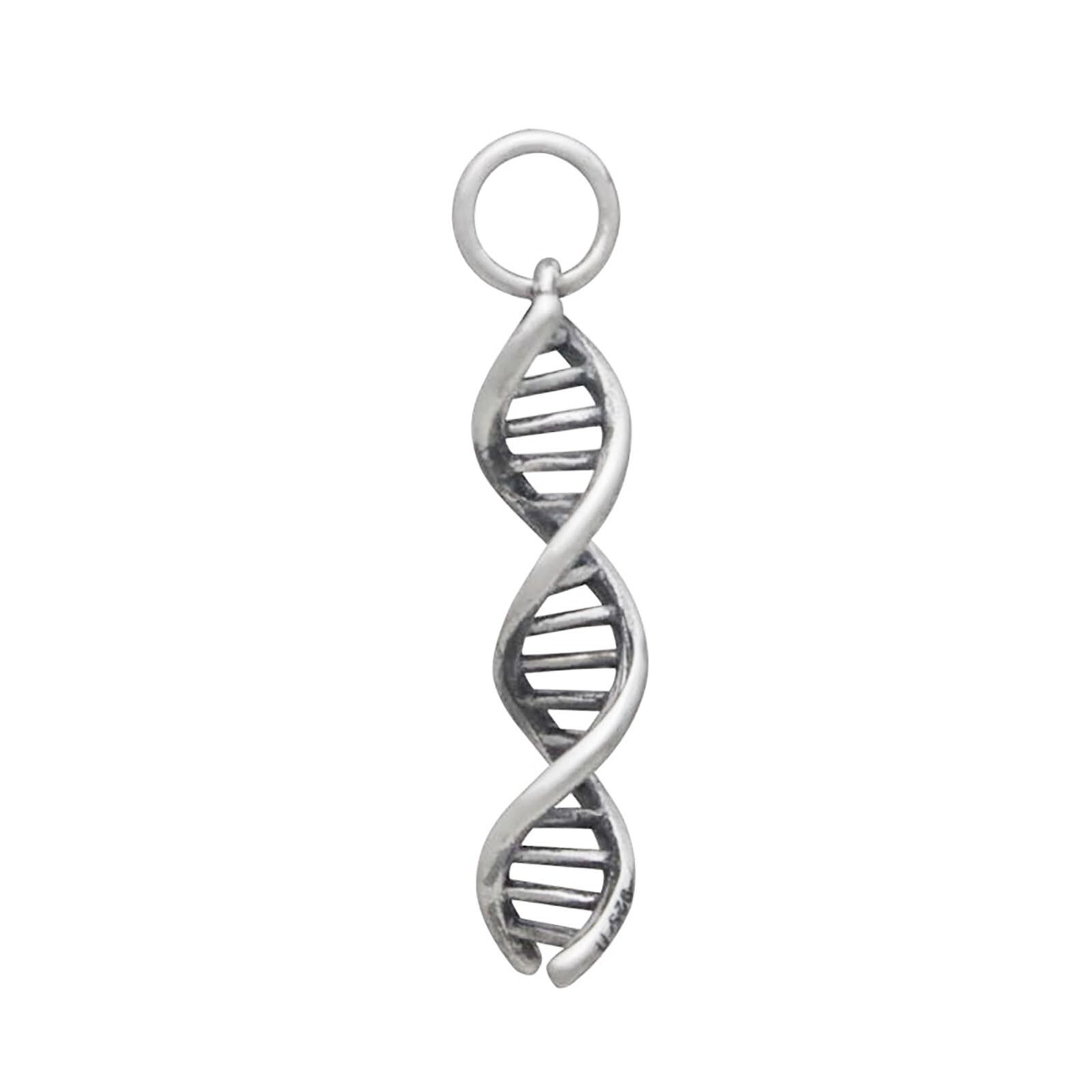 DNA Double Helix Gene Genetics Biology Science 3D 925 Sterling Silver Charm
