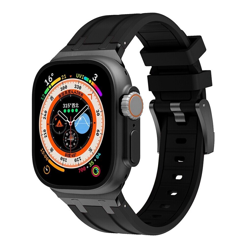 Liquid Silicone Band for Apple Watch 9 8 7 6 5 SE Ultra 2 44/45/49mm Sport Strap