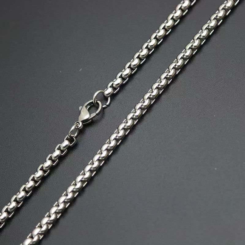 New 3mm Pure Titanium Square Rolo Box Chain Necklace Men Women Anti-allergy 26″