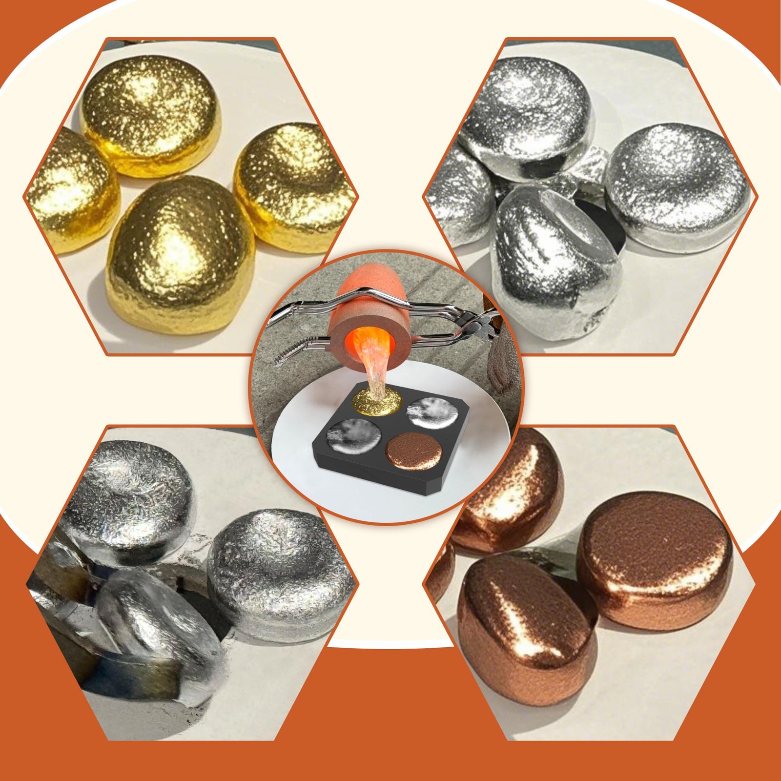 Nelyrho Graphite Ingot Mold, 3.74″ x 3.74″ x 0.55″, 1.57″ Round Coin Mold, Hi…