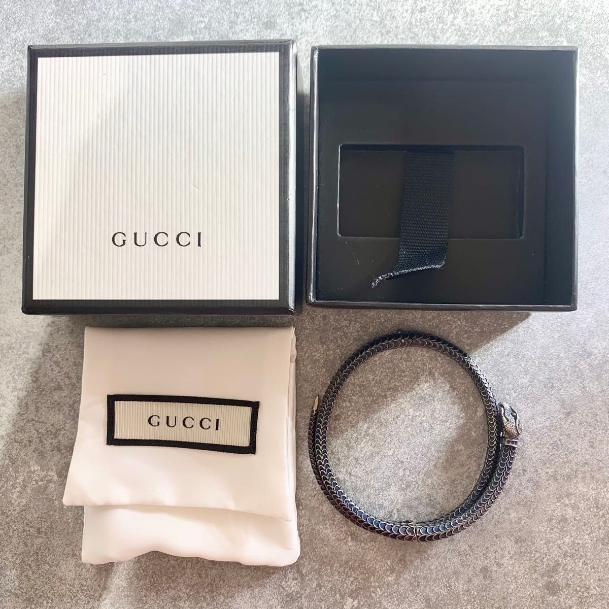 GUCCI Silver Snake Design Bangle Bracelet 5.9in No Box Used Men’s Japan