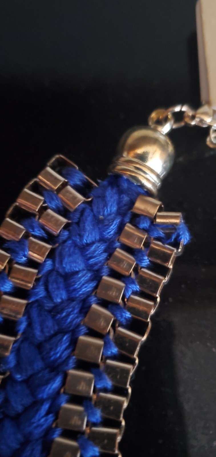 New with Tag Ladies Cobalt Blue Gold Tone Necklace