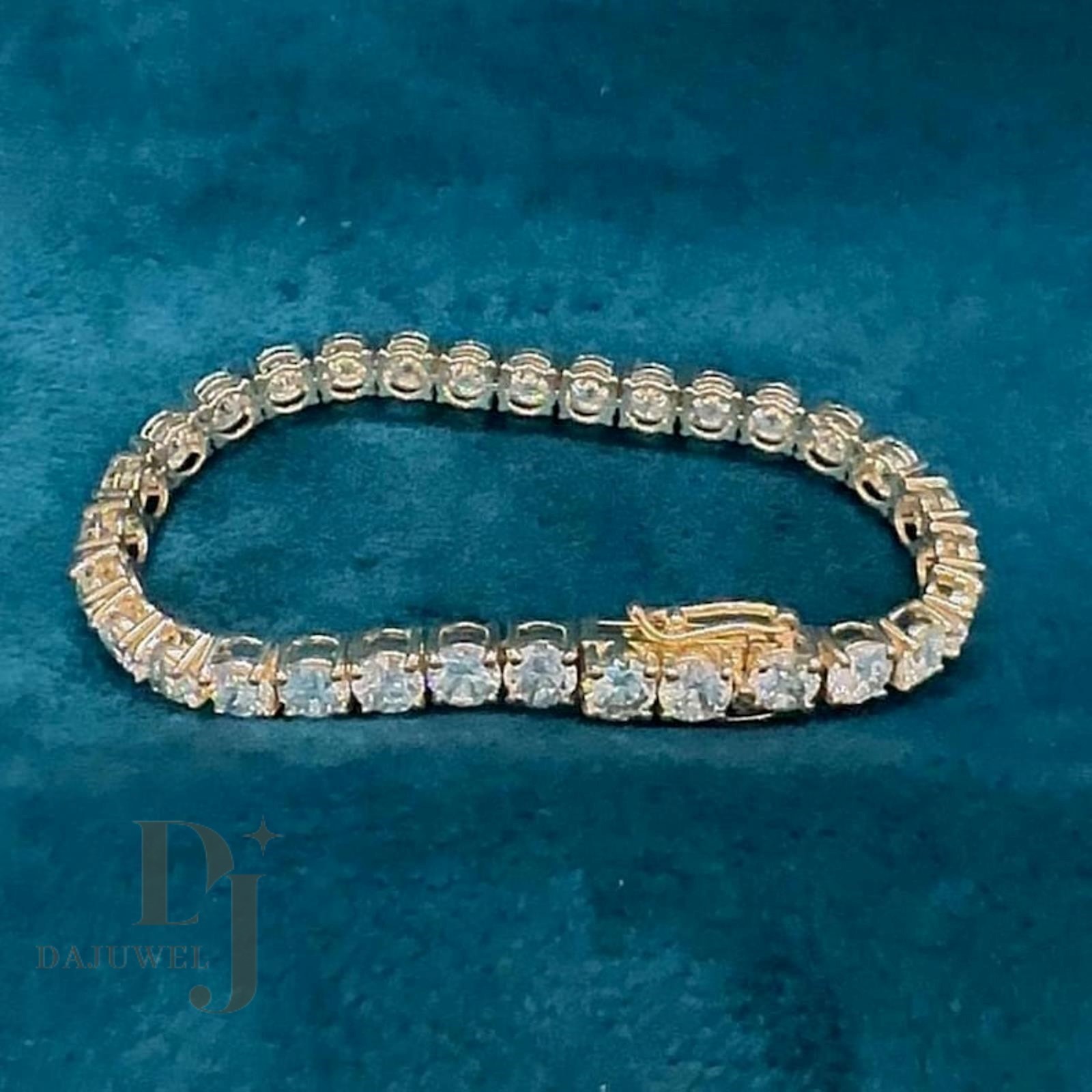 7′ Inch Long Tennis Wedding Bracelet Solid 14K Yellow Gold 7 CT Round Cut VVS1