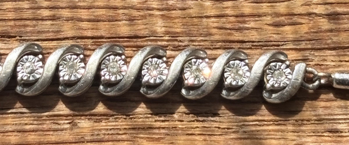 925 Sterling Silver CZ Twisted Link Tennis Bracelet Heart Charm Adjustable 7-8”