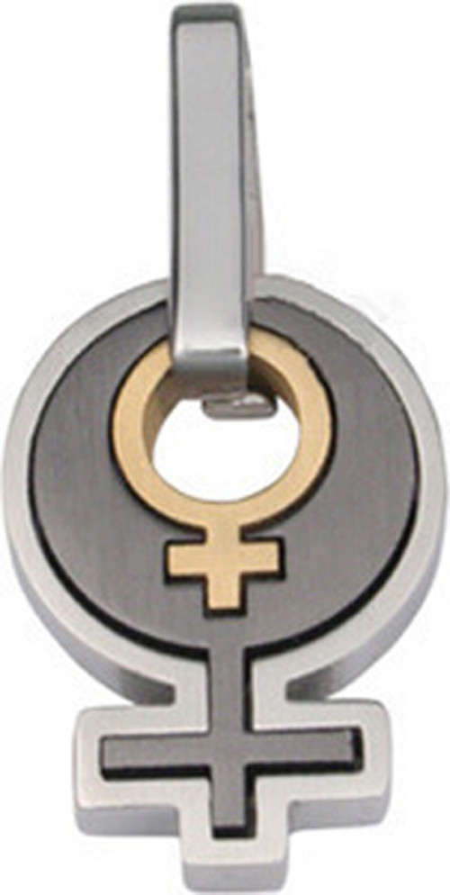 Pride Shack Black Silver Gold Inlay Female Symbol Lesbian Pride Pendant Necklace
