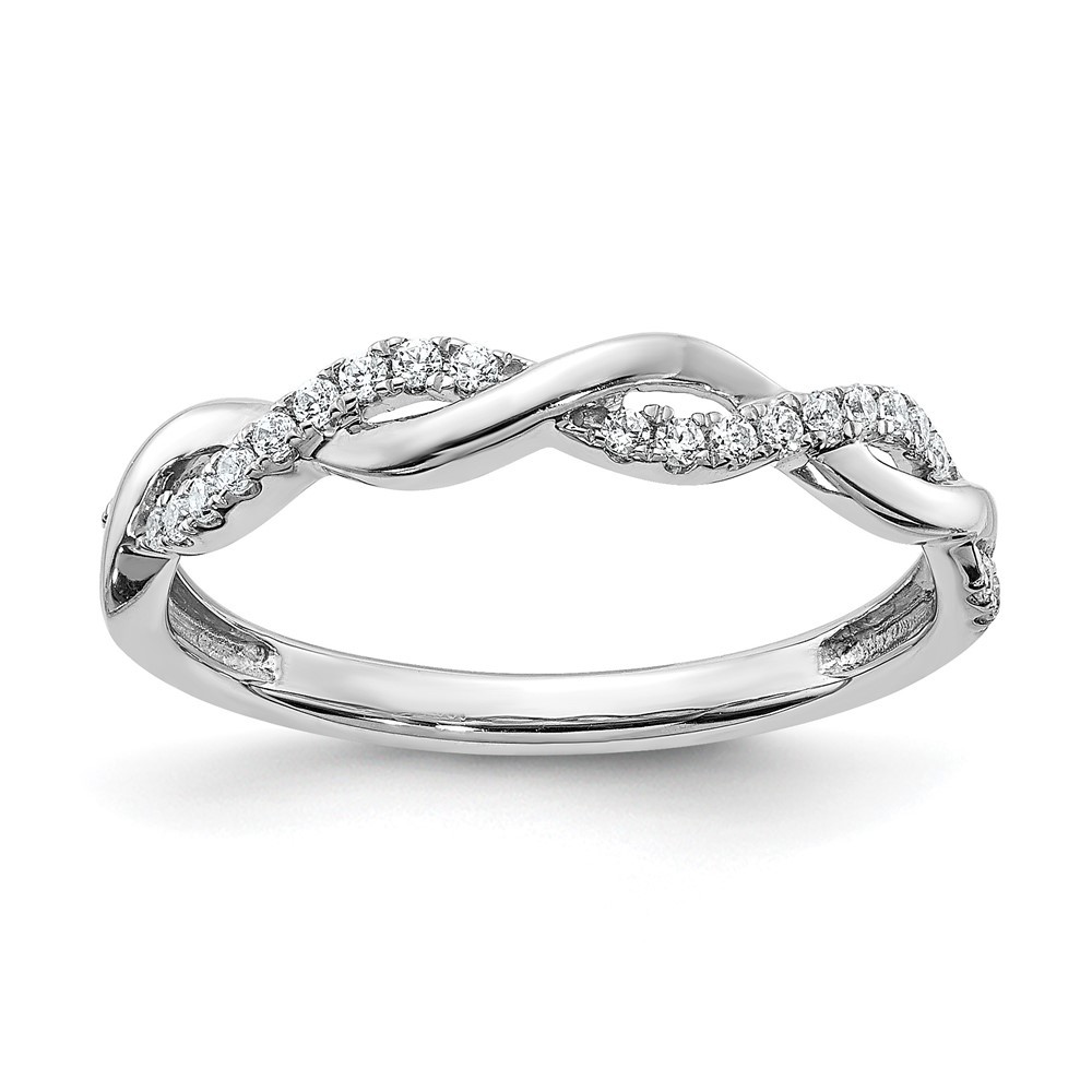 10k White Gold 1/8 Ct Lab Grown Diamond Complete Twist Wedding Band Ring Size 7