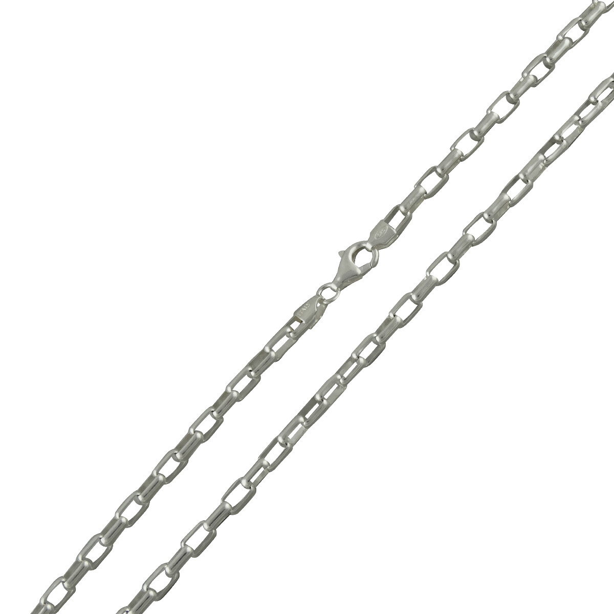4.1mm Long Link Box Chain Necklace – 925 Sterling Silver- Mens High Polish Shine