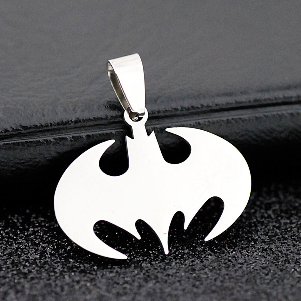 Stainless Steel Superhero Bat Charm Necklace Batman Insect Pendant Jewelry