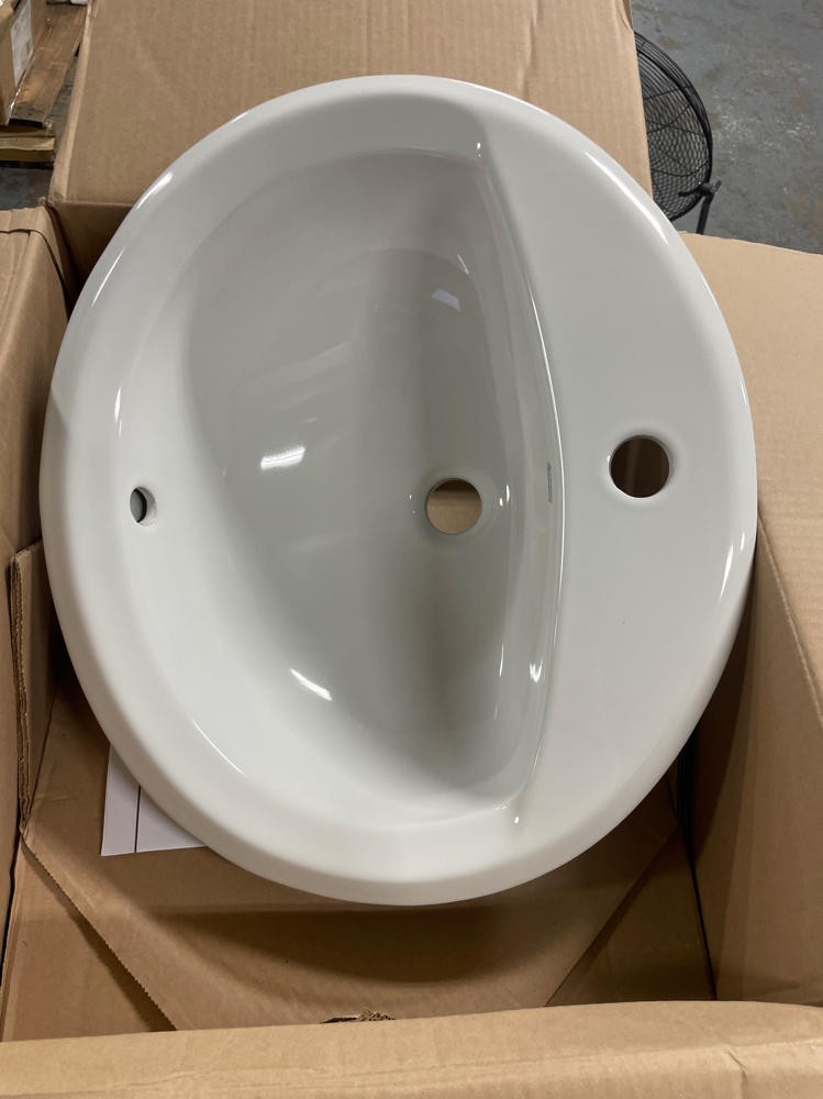 American Standard 0475047.020 Aqualyn Oval Drop-In Bathroom Sink, White,