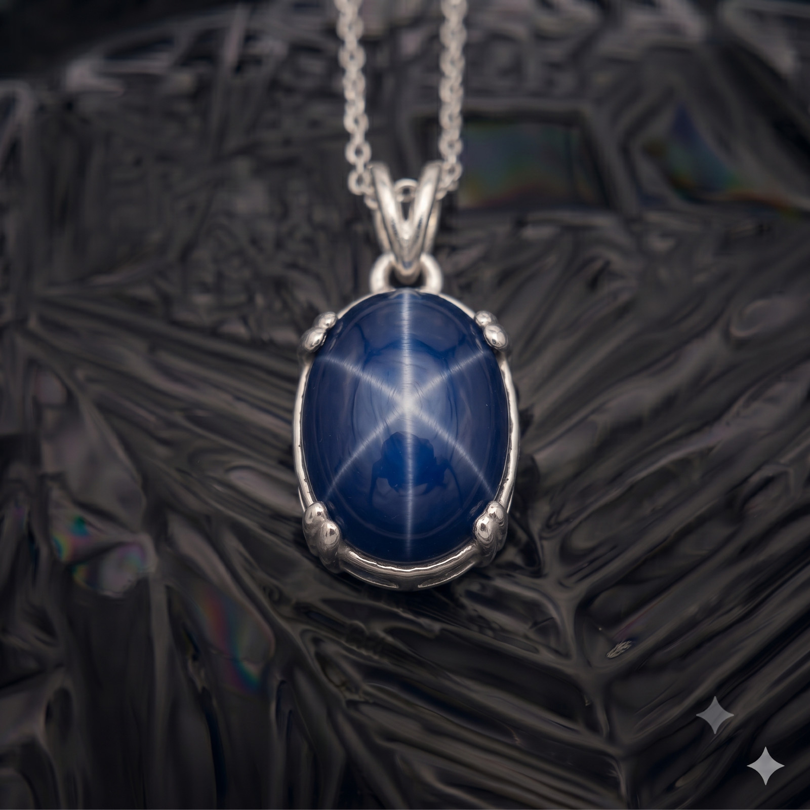 Blue Star Sapphire Pendant 925 Sterling Silver Minimalist Pendant Gift For Her