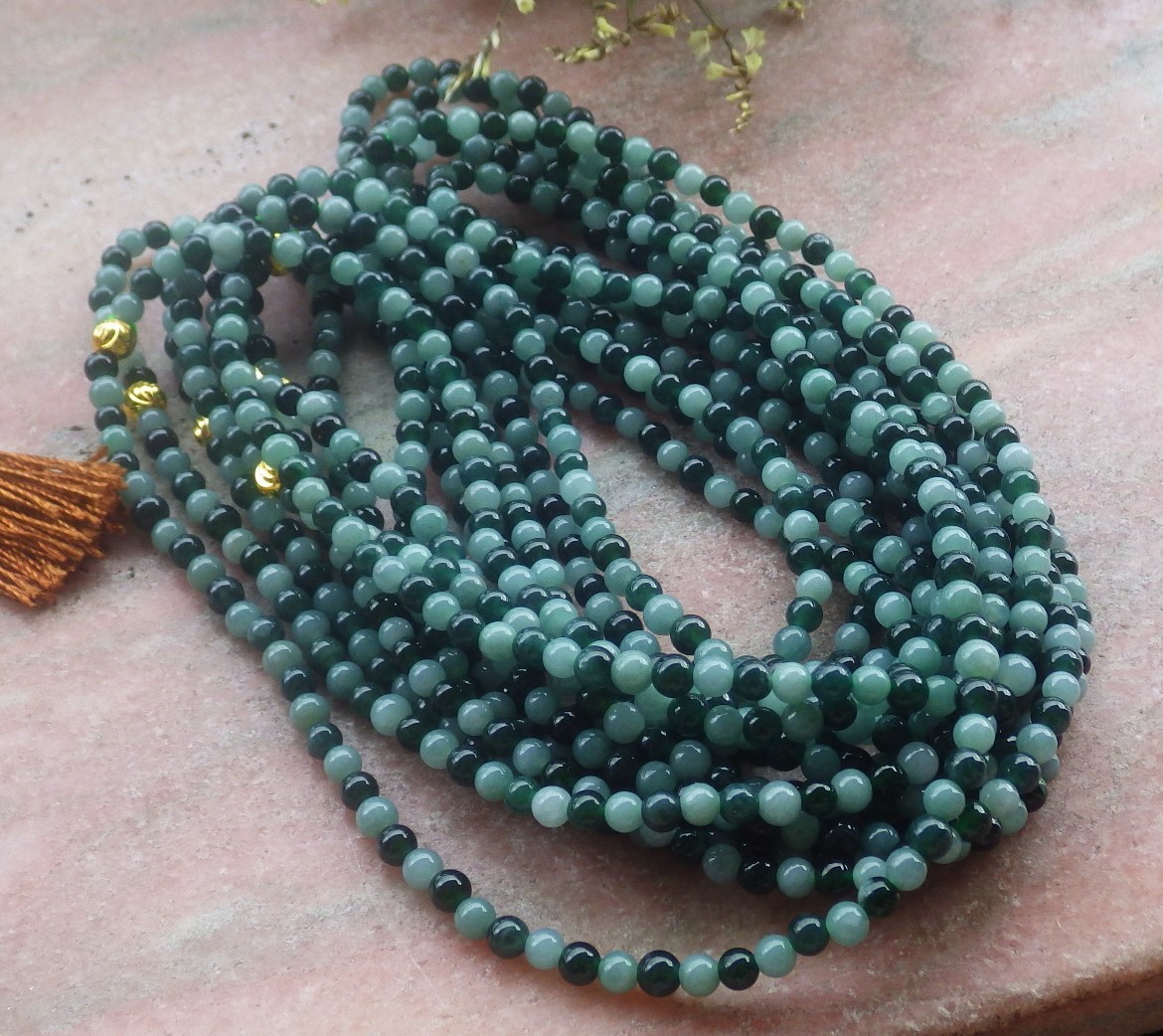 1pcs Green Burma 100% A JADE Jadeite beads bead Necklace 5mm 22 inches 711373