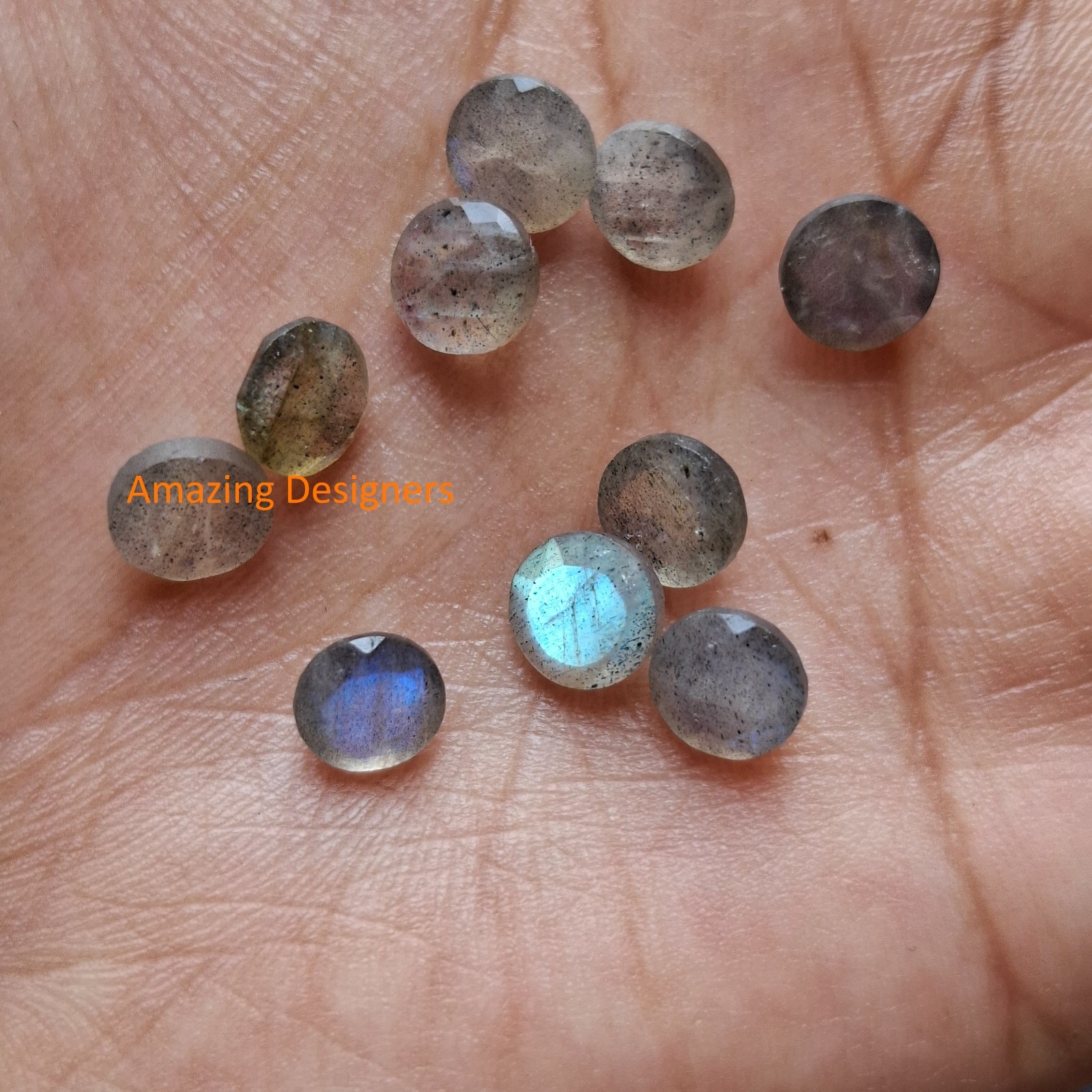 Natural Blue Labradorite Round Faceted Cut 3mm to 15mm Loose Gemstone