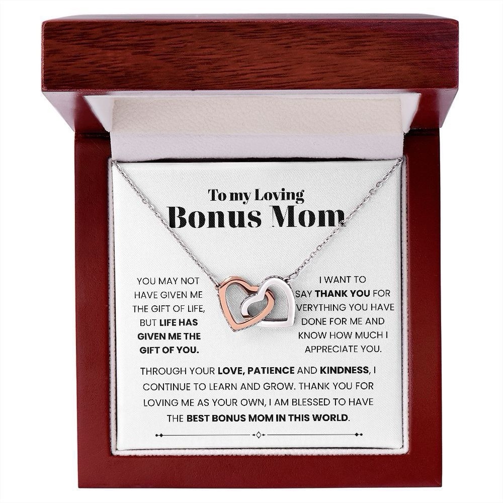 To My Bonus Mom linked hearts Necklace Meaningful Gift For birthday Mother’s Day