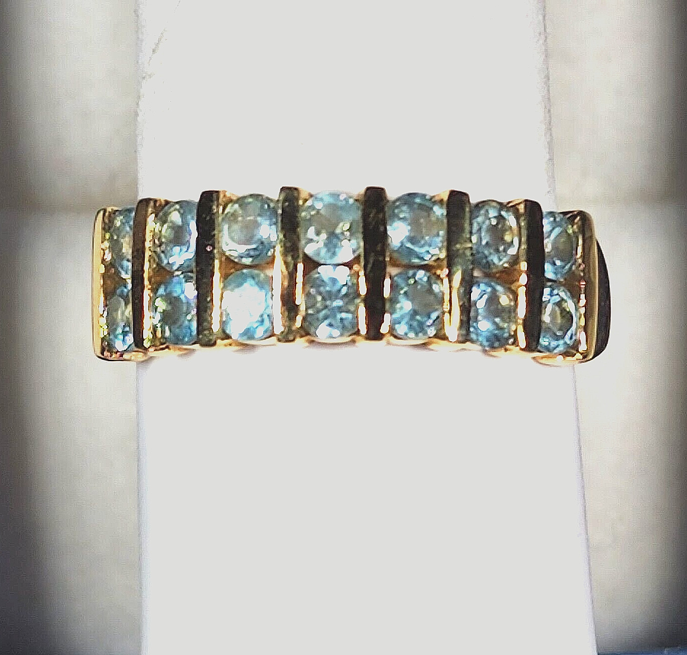 Light Paraiba Apatite ring in vermeil 14K Yellow Gold on 925 SS 1.90 cts sz 9