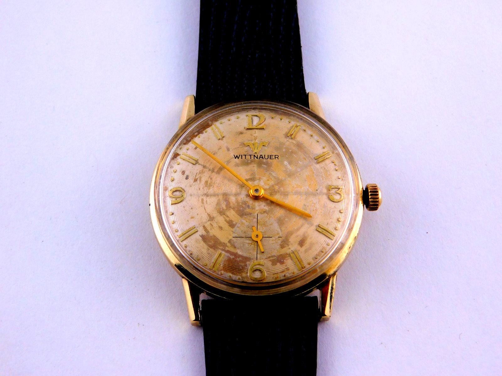 VINTAGE WITTNAUER 17J REF.5000 PATINA DIAL MENS WRISTWATCH SERVICED C.1950s