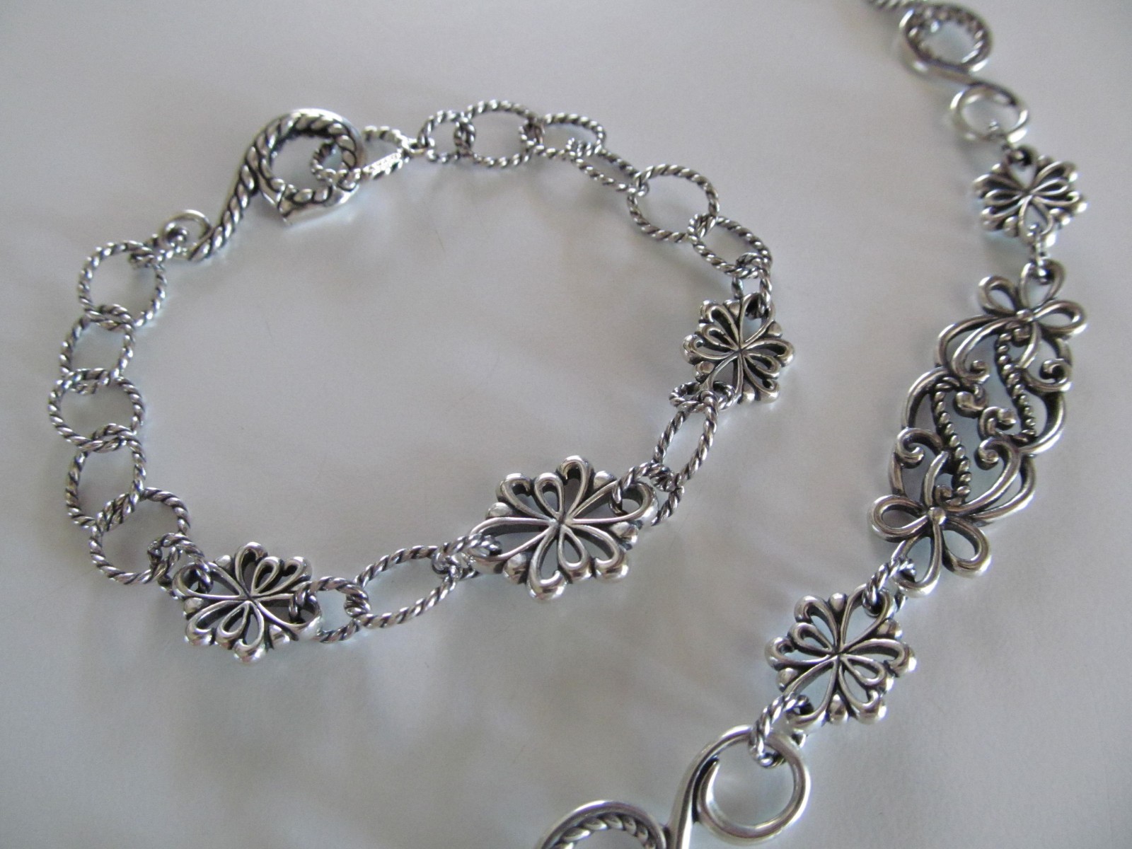 Carolyn Pollack Sterling Silver Scroll Link 24” Necklace & 8” Bracelet Set 40.g