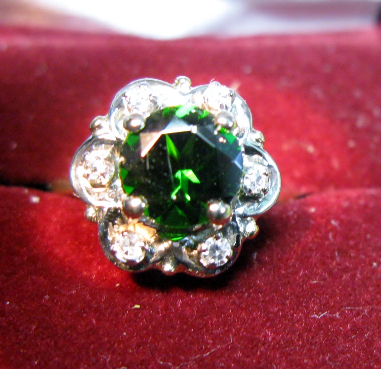 Chrome Diopside(1.95ct!)+ Diamonds(.4ctw) Gold(14K) Ring, 100%Natural, Size 6