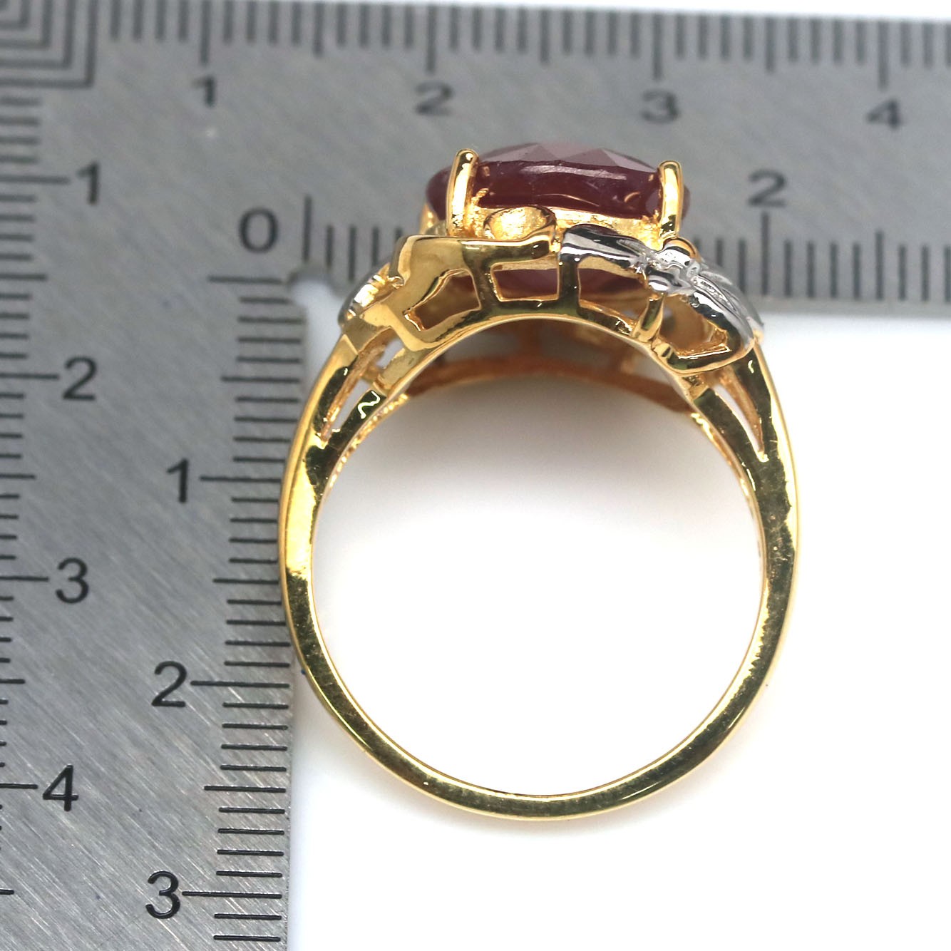 Thai Handmade 18K Gold Plated 11 x 13 mm. Red Ruby(9.05 CT.) Ring Size 8.5