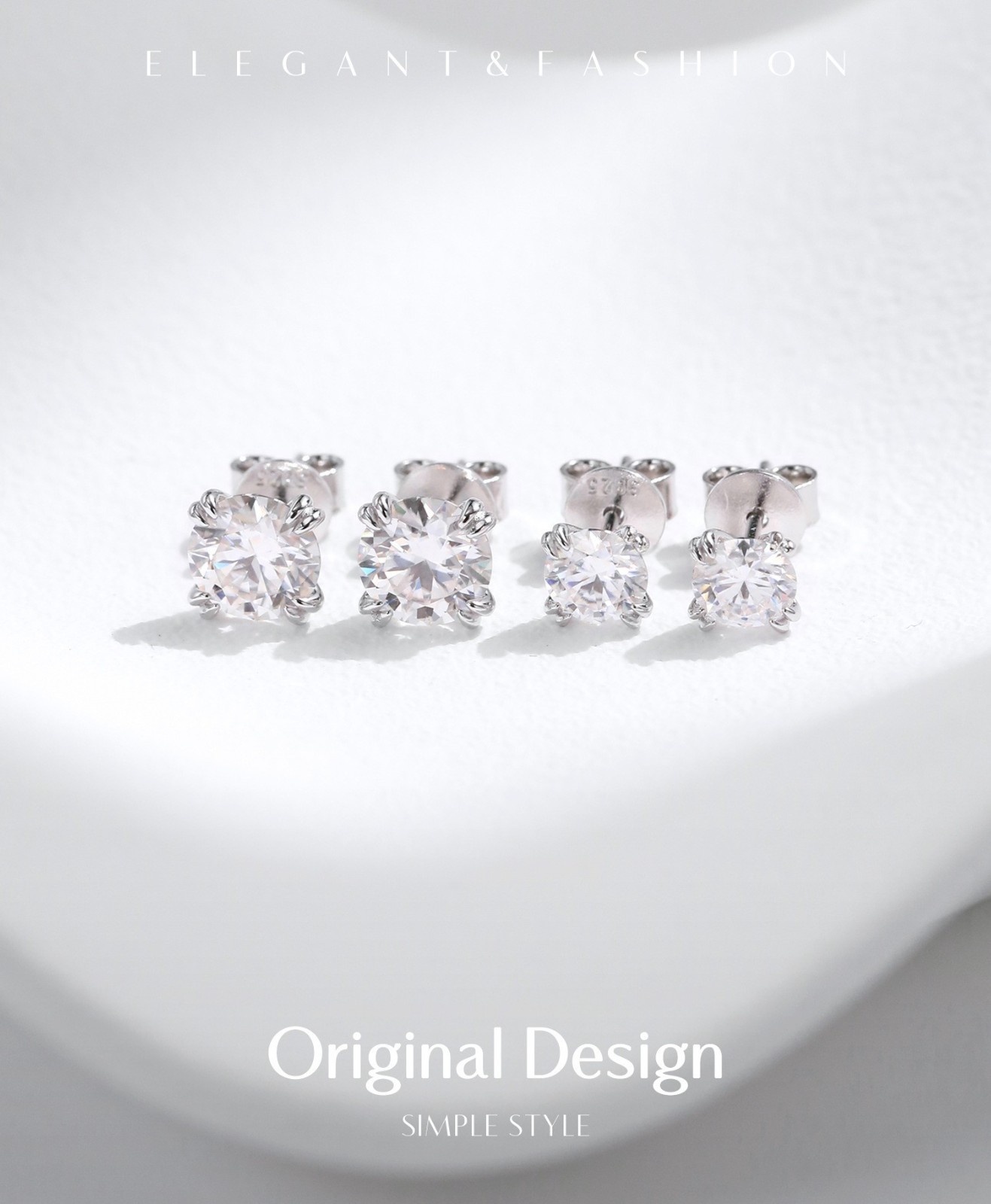 Moissanite Stud Earrings 1-2CTW D VVS1 925 Sterling Silver Push Back GRA