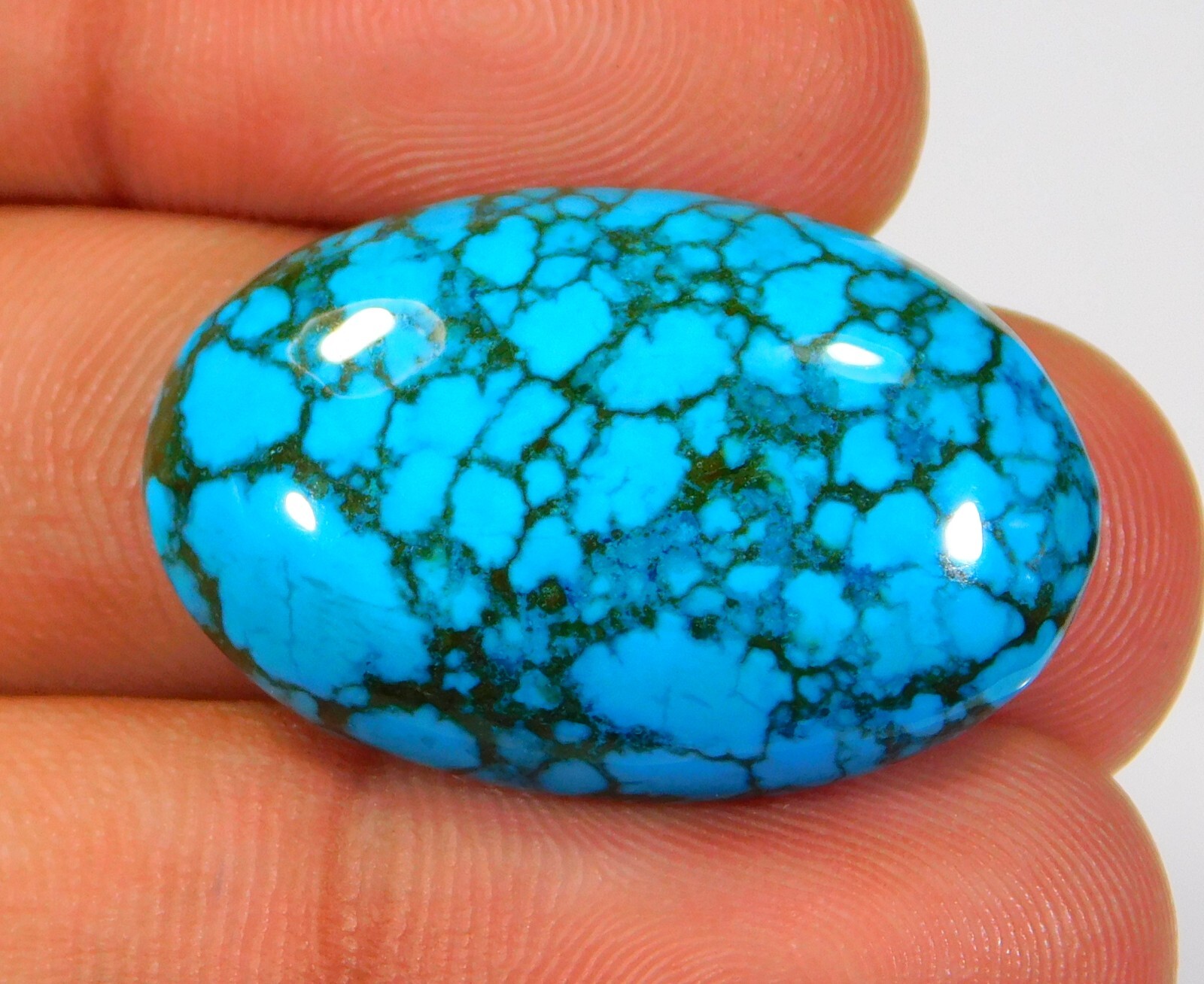 46.CT QUALITY NATURAL TURQUOISE OVAL CABOCHON LOOSE GEMSTONE 37x24x7 MM CH=114