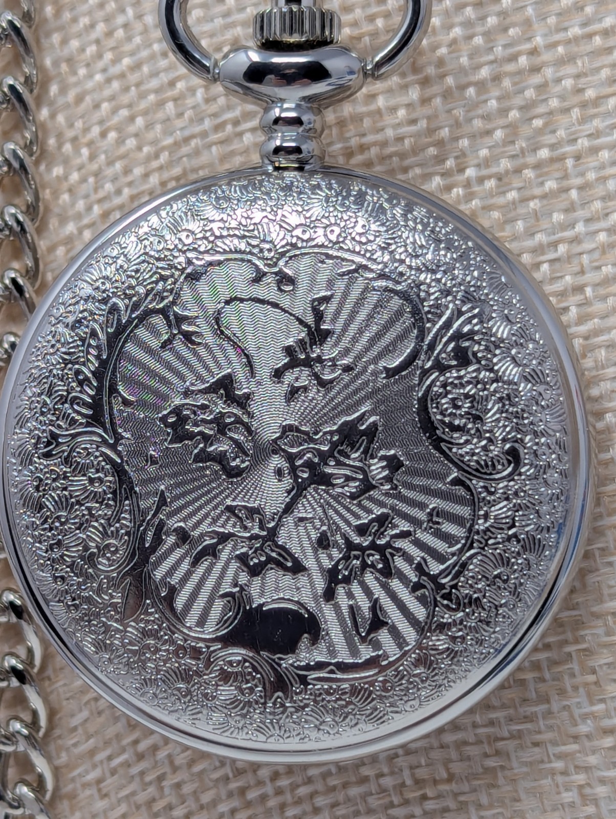 Strada Genoa Pocket Watch Compass Dial Roman Numerals w/ Chain New In Box Quartz