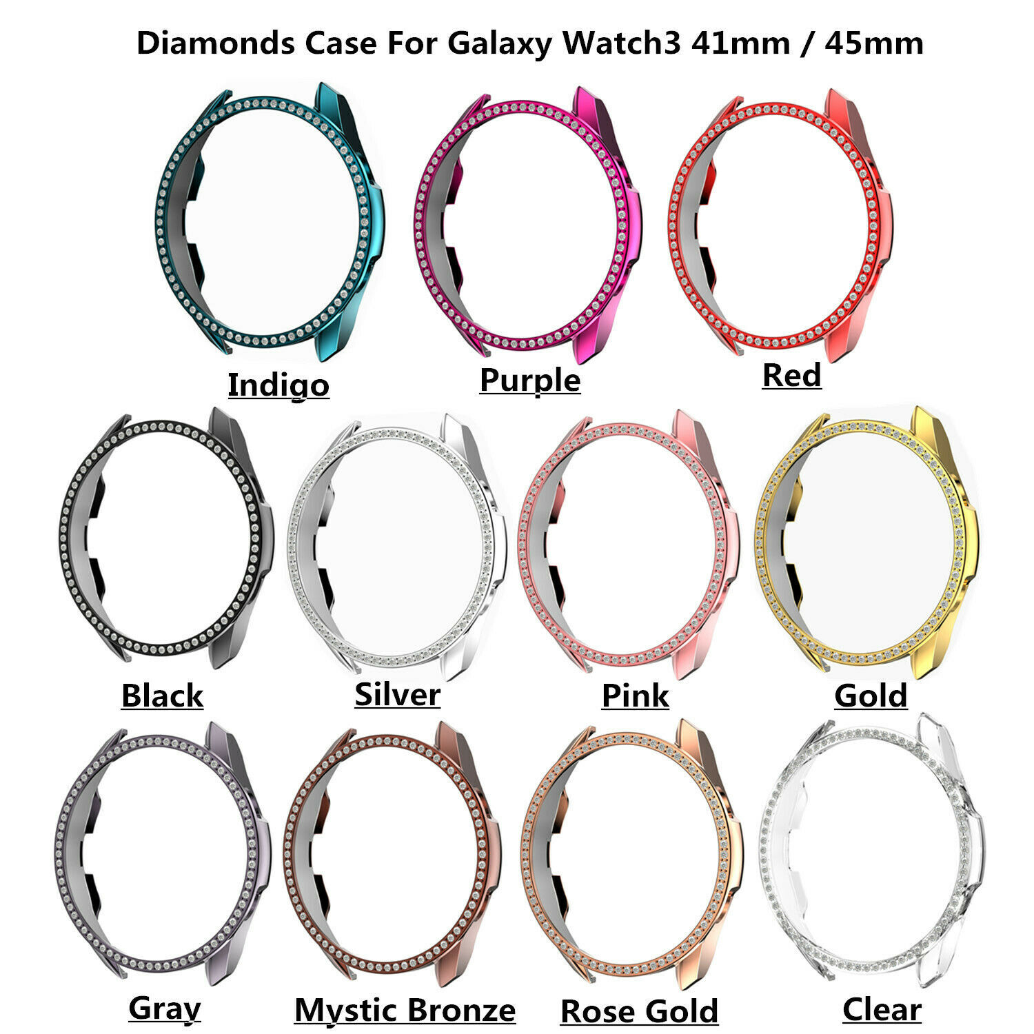 Bling Case For Samsung Galaxy Watch 3 45mm 41mm Diamond Protector Bumper Cover