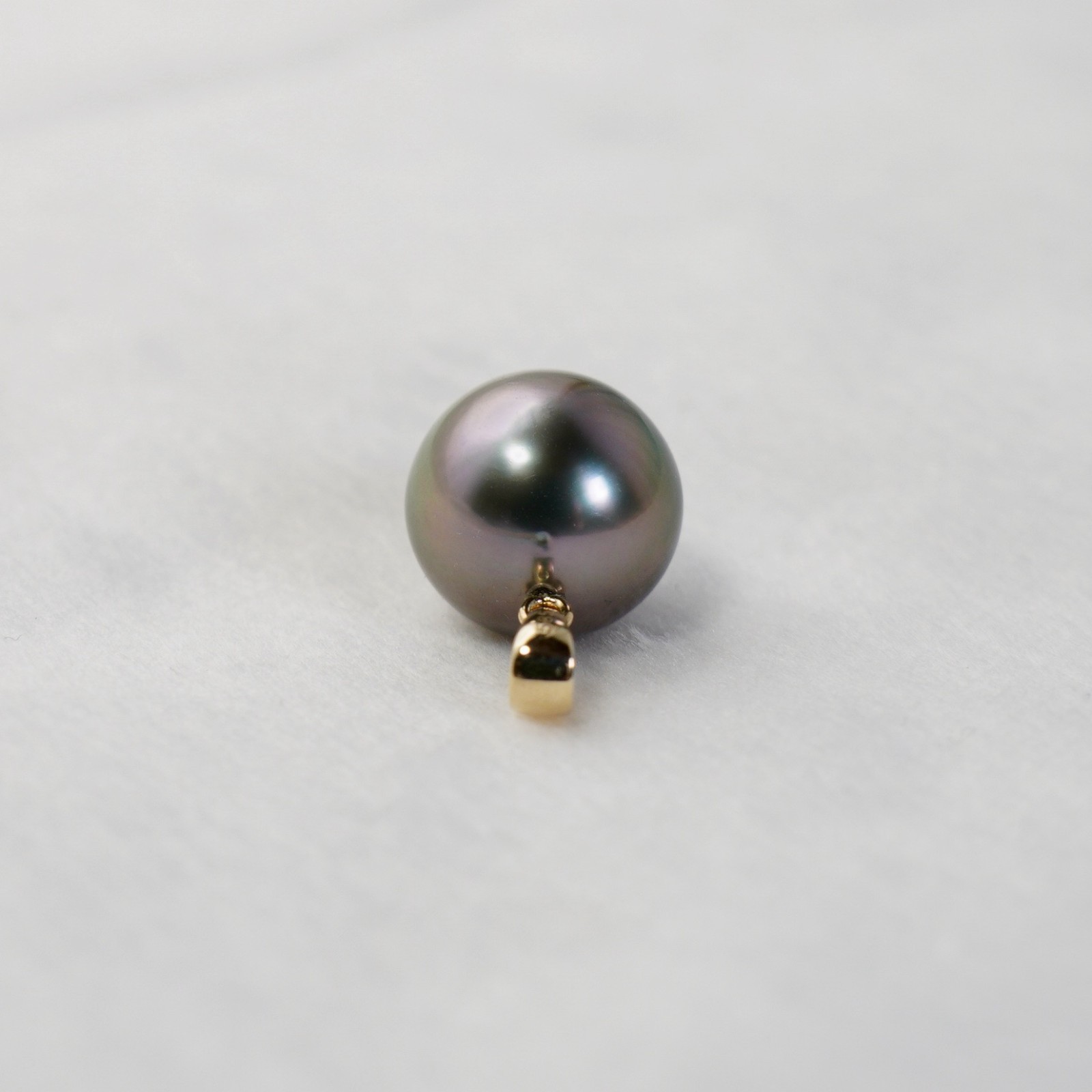 10.1MM Oval Peacock Tahitian Cultured Pearl Pendant 14K Solid Yellow Gold, Gift