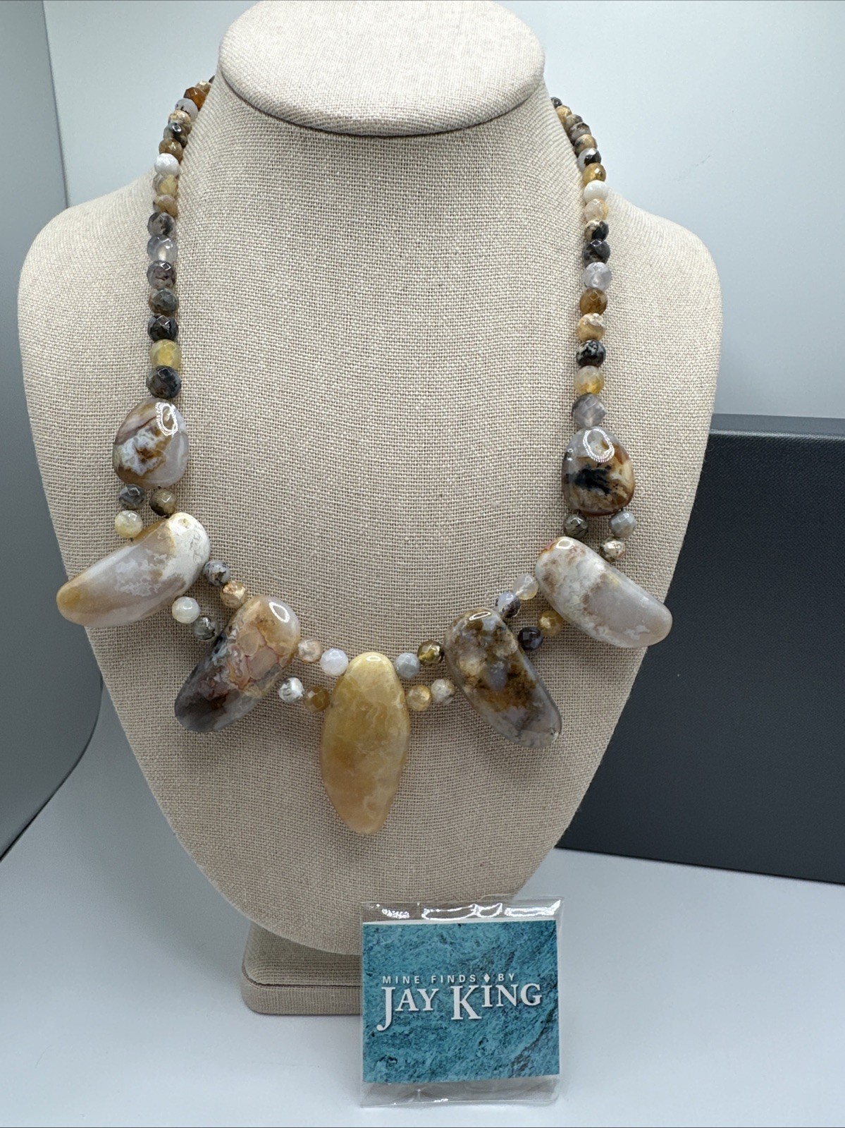 Jay King Owyhee Mountain Graveyard Point Agate Sterling Silver Necklace 18″-21″