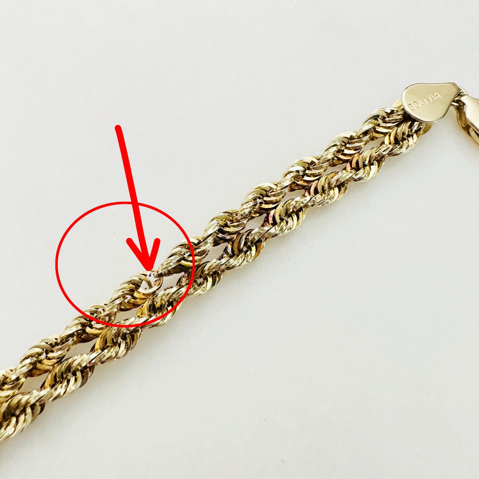 Solid 14K Yellow Gold Unique Braided Link Chain Bracelet 5.7mm, 7 3/8″, 3.4g