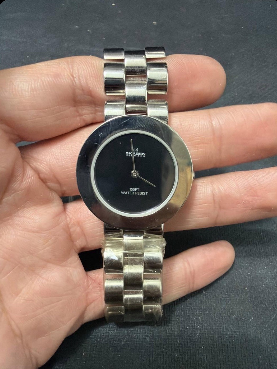 Skagen Denmark 81USC Black Dial Ultra Slim Steel Bracelet NOS $145 Tag New